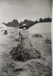 Año 1960. Soto de San Esteban. Teresa Monge. Terminando la siega.