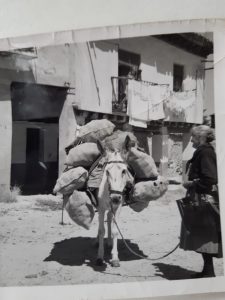 Año 1970. Angelita López. Fuentelcarro. Angelita bajaba todos los días desde su localidad, Fuentelcarro, a Almazán para vender piñas y leña del monte.